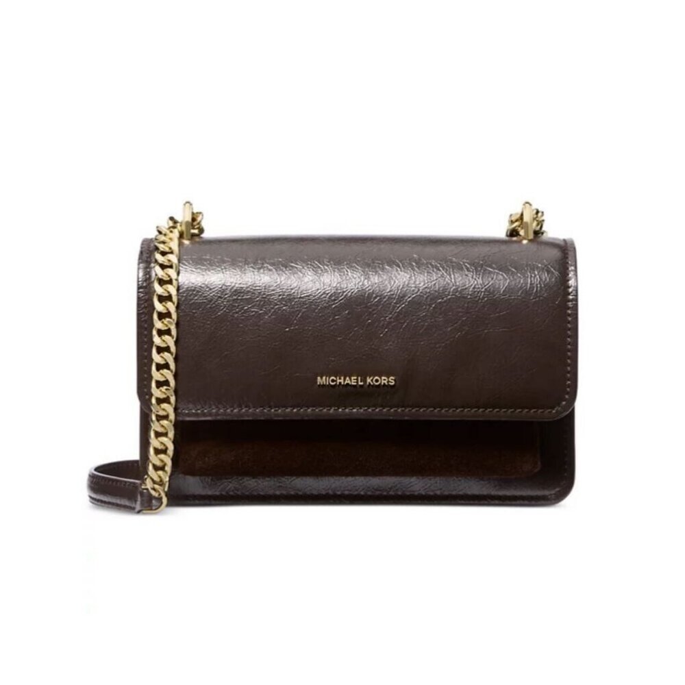 MICHAEL KORS Claire leather chain large shoulder bag - Chocolate brown